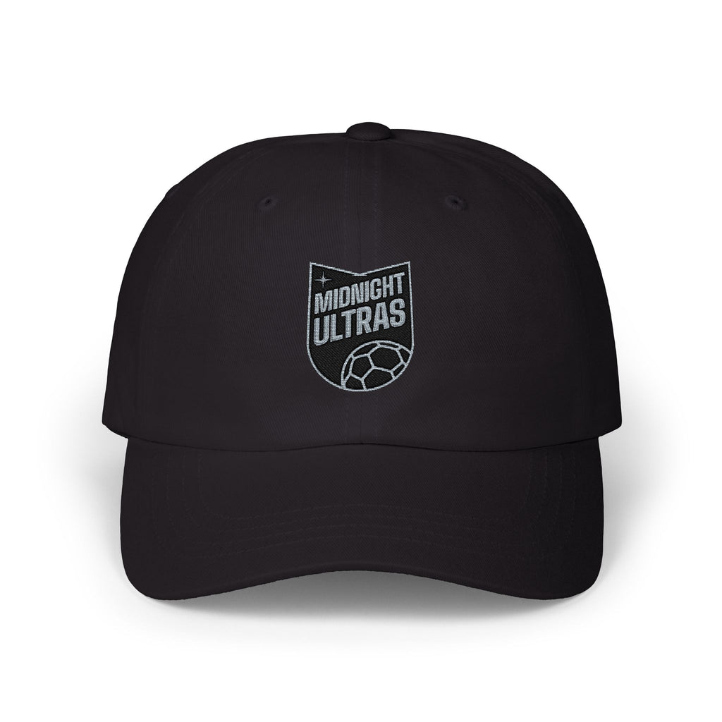 Midnight Ultras Soccer Embroidered Dad Cap – Black